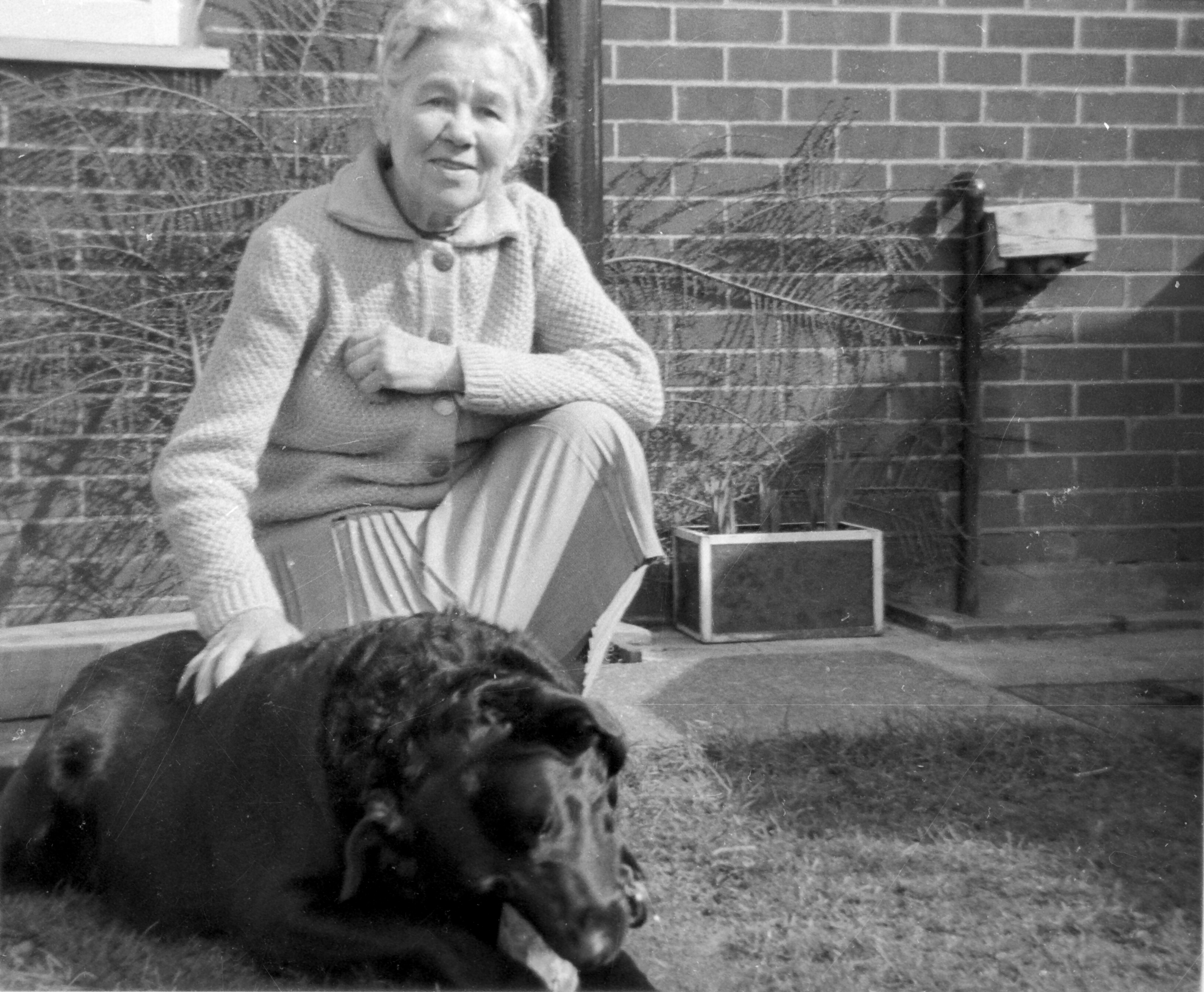 Granny at Old Basing with Sally the Labrador